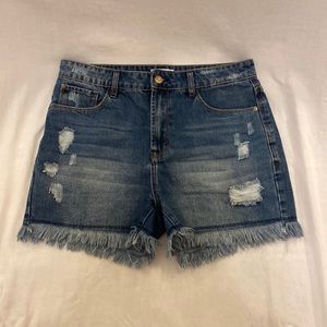 Kensie Jeans Distressed Denim Shorts